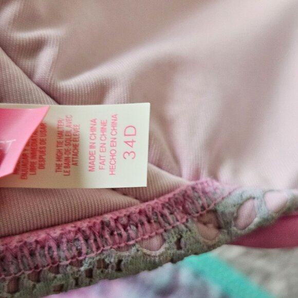 Victorias Secret Mermaid Ombre Pastel Lace Triangle Bikini Set Multicolor 34D M - Picture 8 of 11